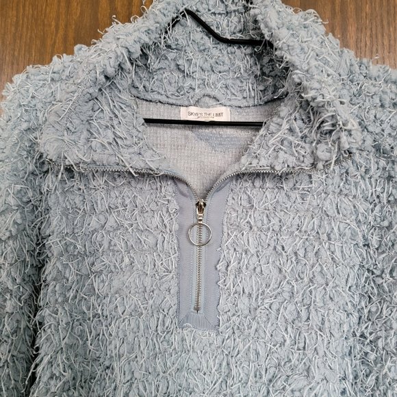 Skye's The Limit Women's Blue Eyelash Knit Sweater Turtleneck Pullover Large - Picture 6 of 16